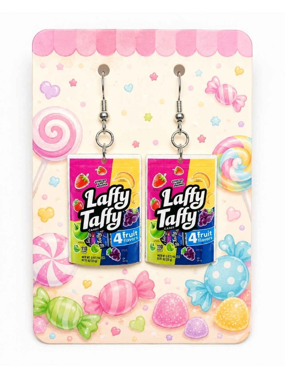 Fun Jewelry Mini Laffy Taffy Nostalgic Candy Novelty Hypoallergenic Earrings